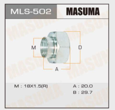 Гайка ШРУС 18 x 1,5 x 19 под ключ 30 Masuma MLS502