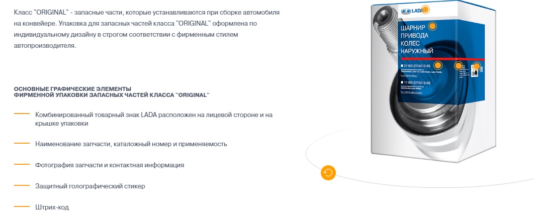 ОСНОВНЫЕ ГРАФИЧЕСКИЕ ЭЛЕМЕНТЫ ФИРМЕННОЙ УПАКОВКИ ЗАПАСНЫХ ЧАСТЕЙ КЛАССА "ORIGINAL"